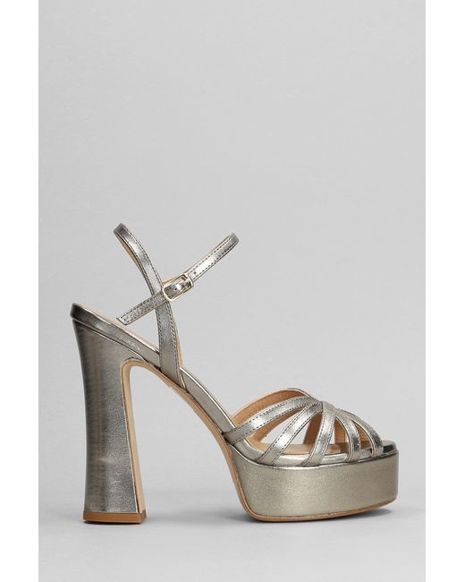 Chantal Metallic Sandals In Platinum Leather