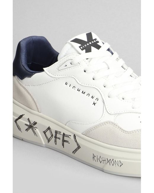 John Richmond Sneakers In White Suede And Leather for men