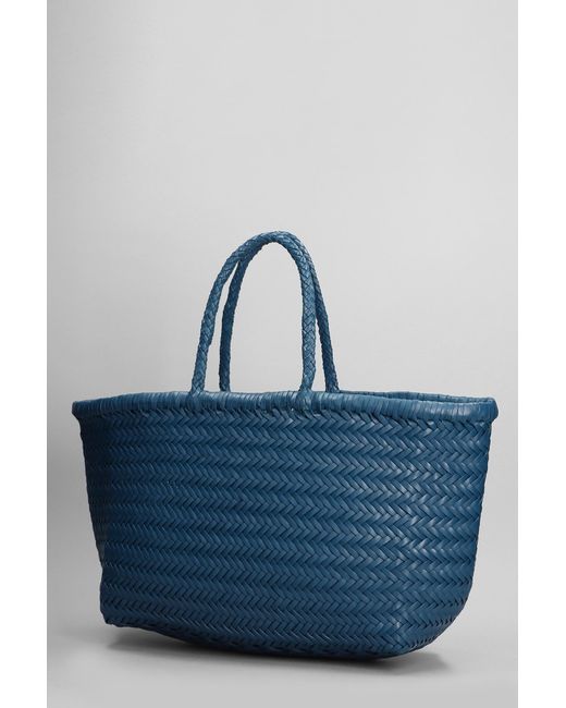 Dragon Diffusion Bamboo Triple Jump Tote In Blue Leather