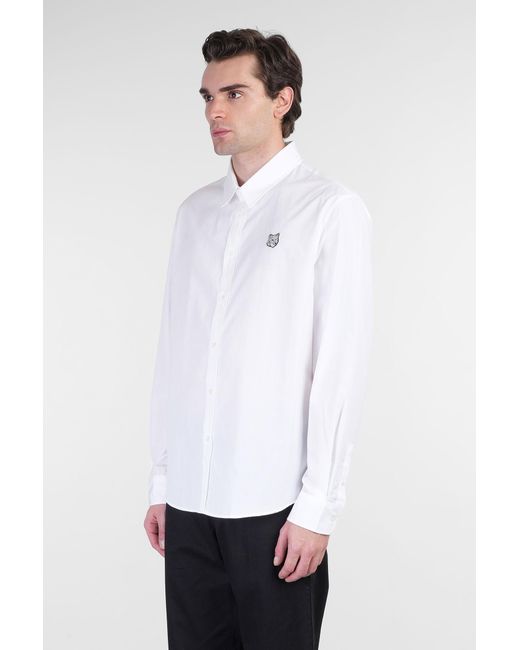 Camicia in Cotone Bianco di Maison Kitsuné in White da Uomo