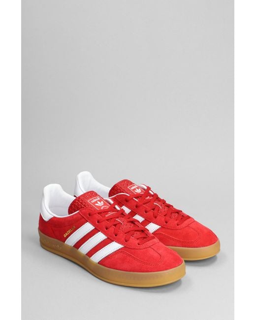 Sneakers in camoscio con finiture in pelle Gazelle Indoor di Adidas Originals in Red da Uomo