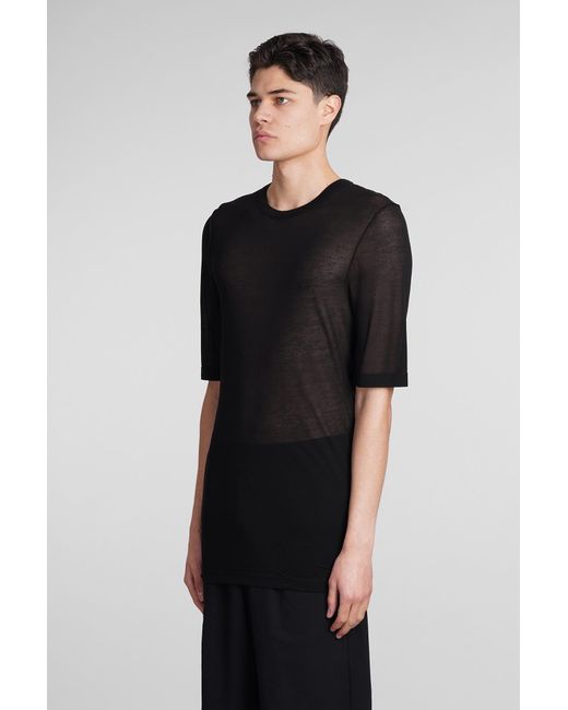 AMI T-shirt In Black Wool And Polyester for men