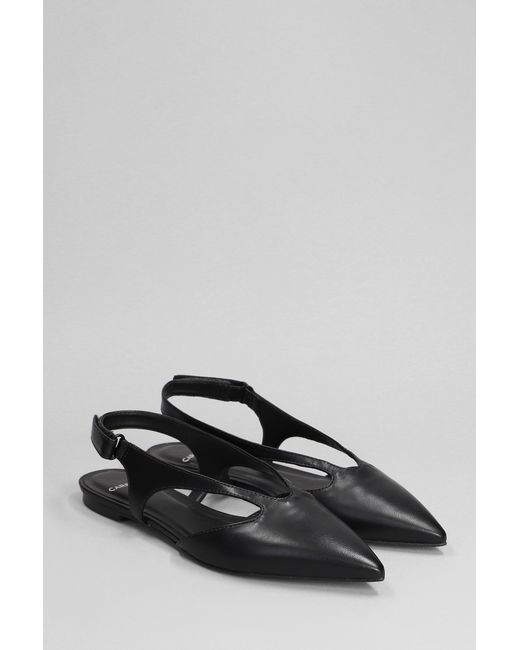 Carrano Gray Ballet Flats In Black Leather