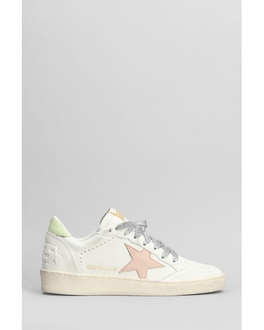 Sneakers Ball Star in Pelle Bianca di Golden Goose Deluxe Brand in White