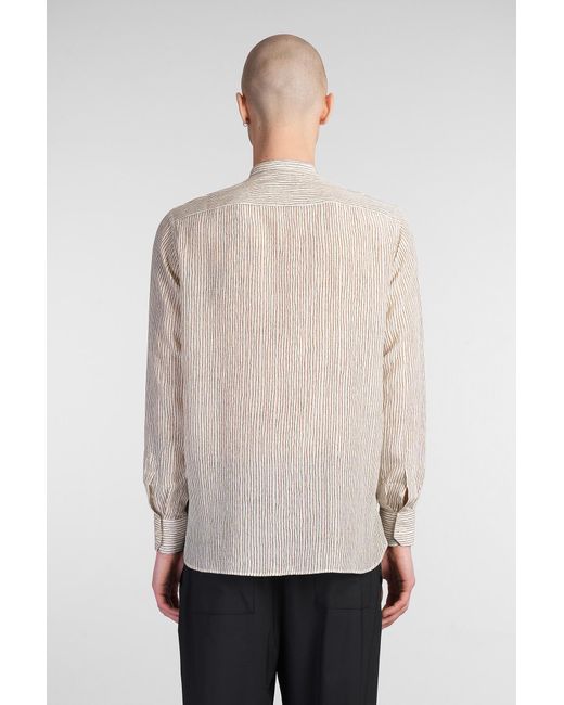 Camicia in Seta Beige di Laneus in Natural da Uomo