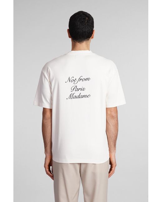 Drole de Monsieur White T-shirt In Beige Cotton for men