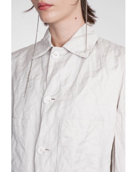 Ann Demeulemeester White Casual Jacket In Beige Cotton