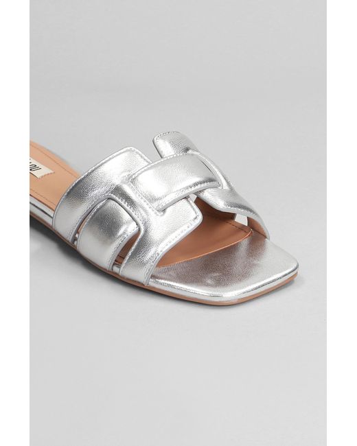 Bibi Lou Multicolor Holly Flats In Silver Leather