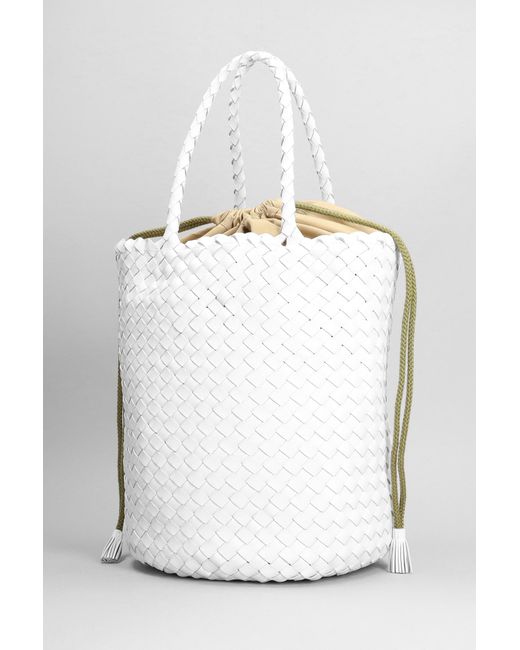 Dragon Diffusion Jacky Bucket Hand Bag In White Leather