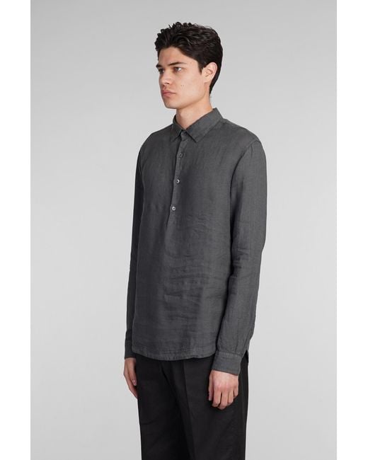 Barena Gray Pavan Shirt In Grey Linen for men