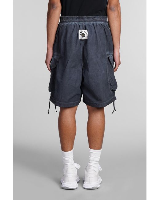 A PAPER KID Blue Shorts In Black Cotton for men