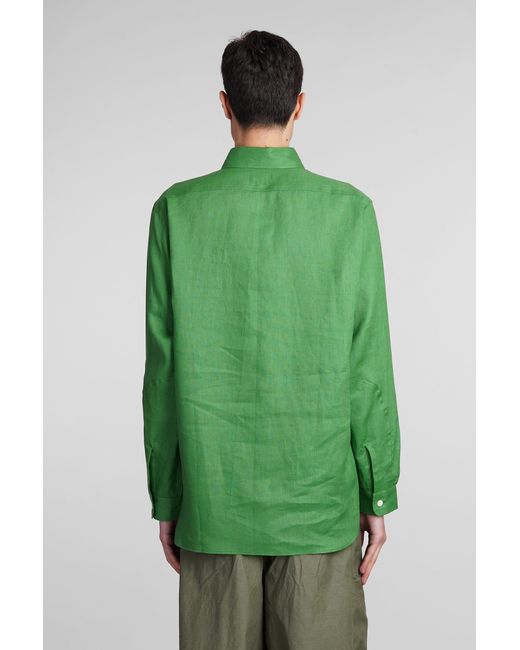 Camicia in lino Verde di Needles in Green da Uomo