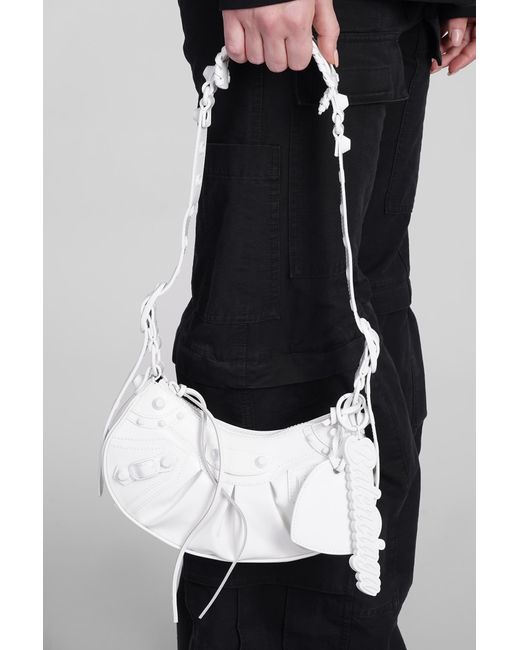 Borsa a spalla Le cagole sho xs in Pelle Bianca di Balenciaga in White