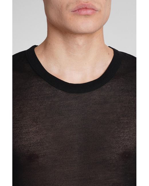 AMI T-shirt In Black Wool And Polyester for men