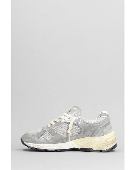 Golden Goose Deluxe Brand White Running Sneakers In Grey Suede And Fabric