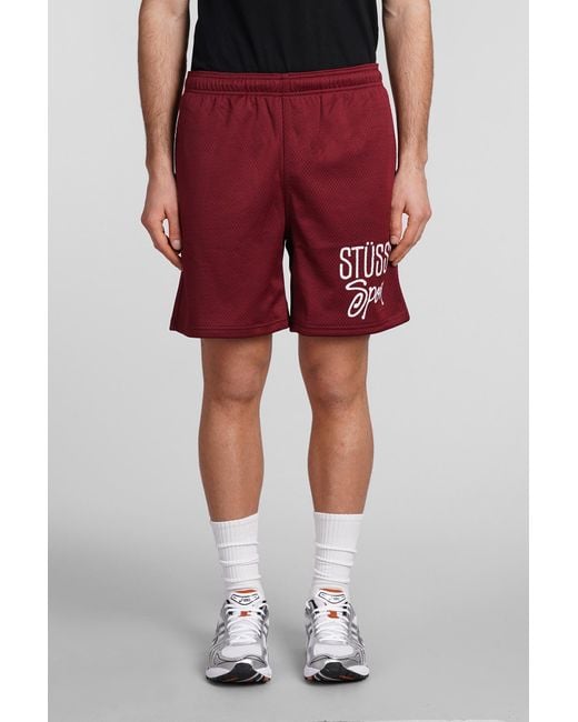 Stussy Red Shorts In Bordeaux Polyester for men