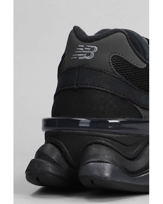 New Balance 9060 Sneakers In Black Leather And Fabric