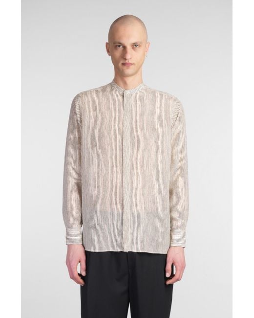 Camicia in Seta Beige di Laneus in Natural da Uomo
