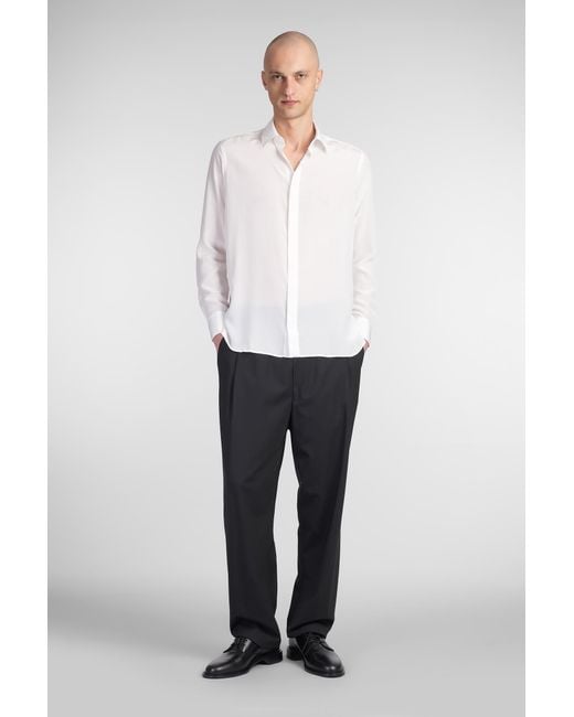 Camicia in Seta Bianca di Laneus in White da Uomo