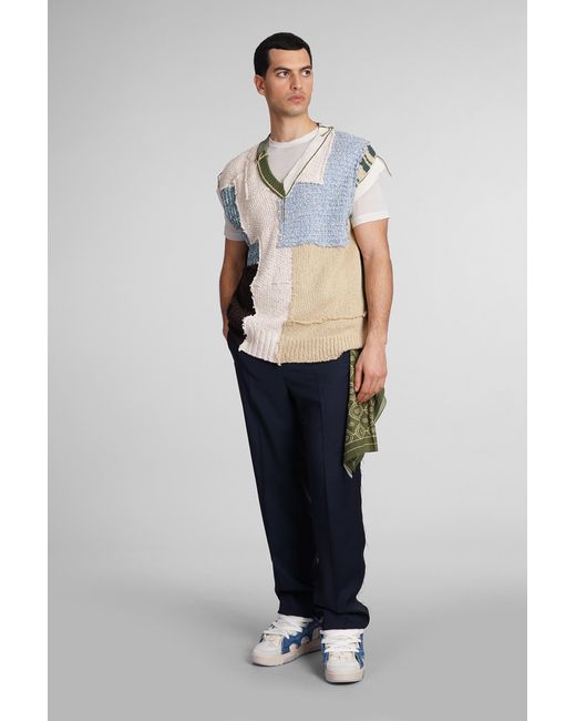 DANILO PAURA Blue Nabil Vest In Multicolor Cotton for men