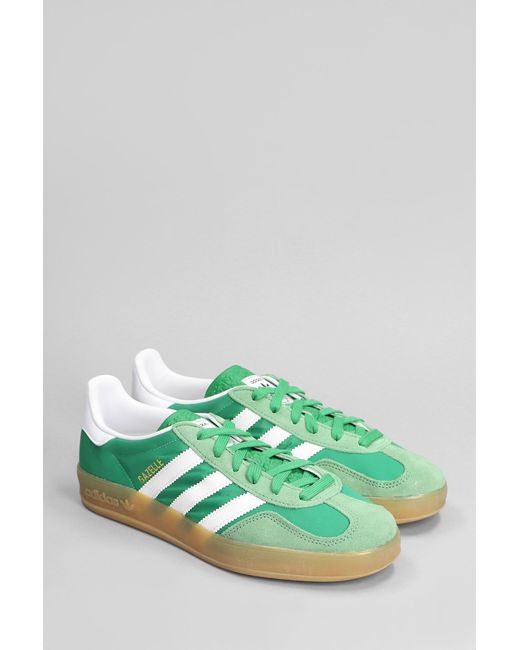 adidas Gazelle Indoor Sneakers In Green Suede And Fabric Lyst
