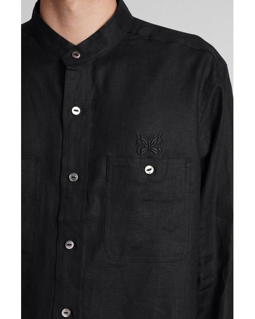 Camicia in lino Nero di Needles in Black da Uomo