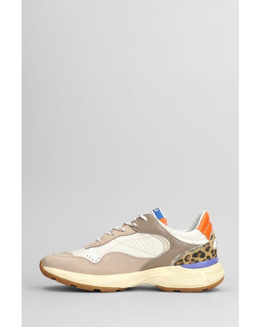 Stkn White Reverse Sneakers In Beige Leather And Fabric