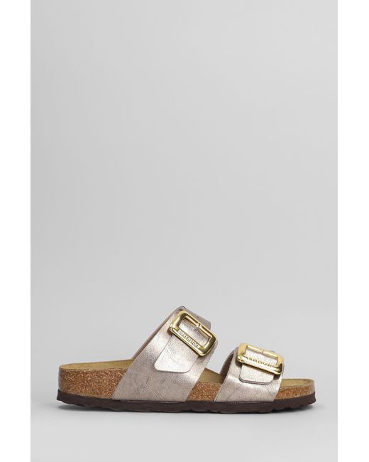 Birkenstock Multicolor Sydney Cb Flats In Bronze Leather