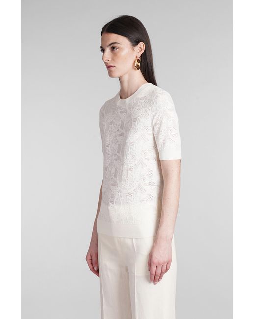 Chloé White Knitwear In Beige Wool