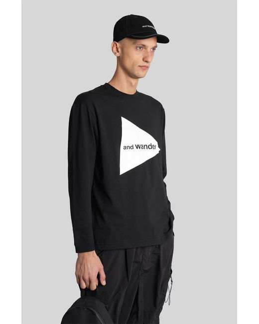 T-Shirt in Cotone Nero di And Wander in Black da Uomo