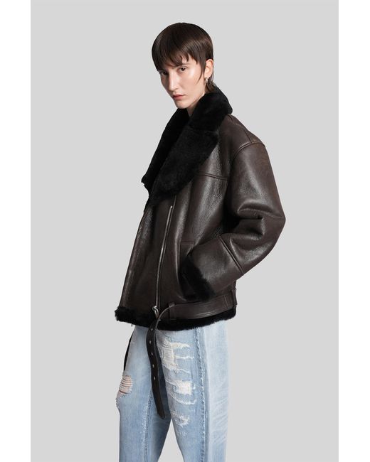 Halfboy Black Fur & Shearling In Brown Leather