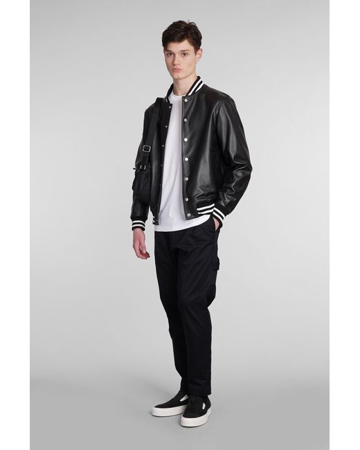 Low Brand Bomber In Black Leather for men