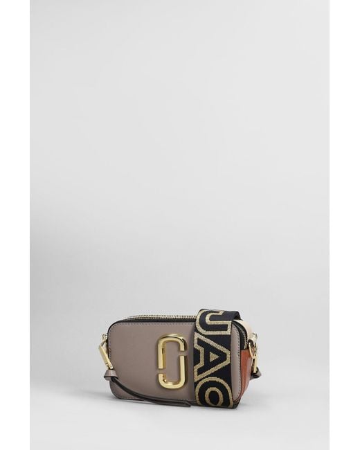 Marc Jacobs Gray The Snapshot Shoulder Bag In Taupe Leather