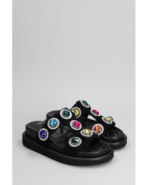 Sandali flats Orson in pelle e camoscio Nero di Kurt Geiger in Black