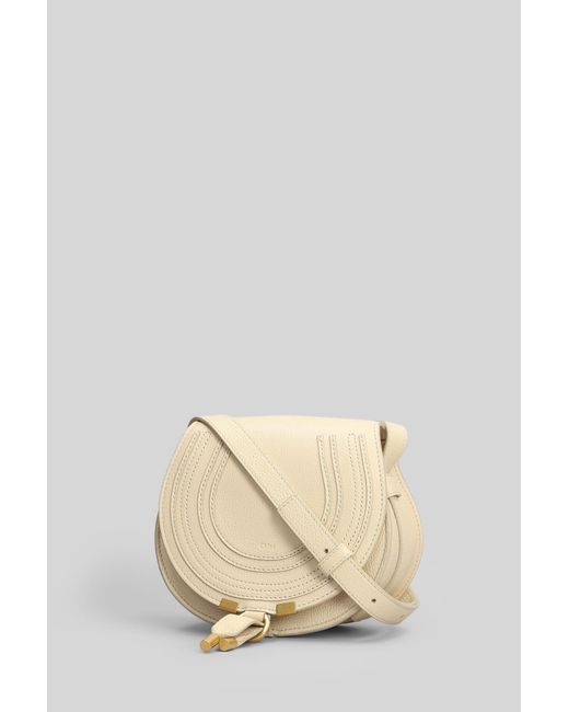 Borsa a spalla Marcie small in Pelle Beige di Chloé in Natural