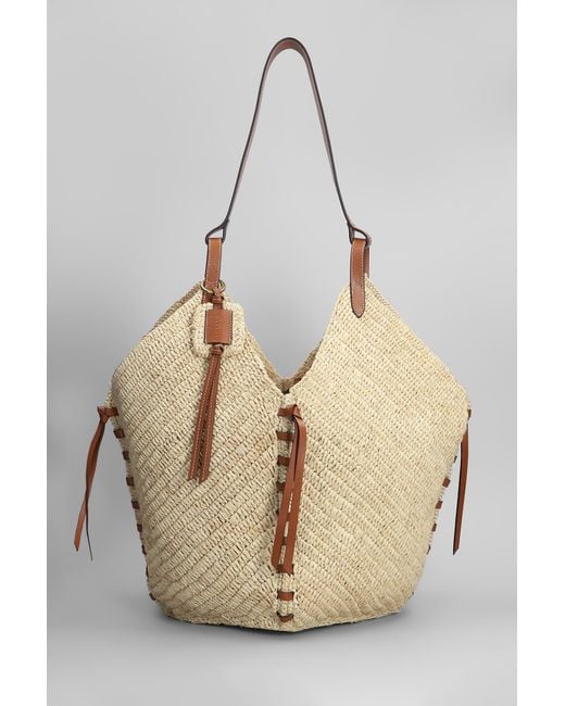 Borsa a spalla Tampa small in rafia Beige di Isabel Marant in Natural