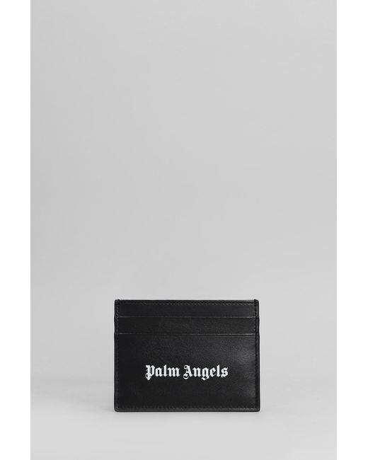 Portafoglio in Pelle Nera di Palm Angels in Gray da Uomo