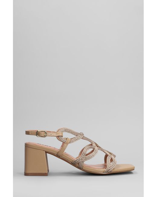Bibi Lou Multicolor Jane Sandals In Camel Leather