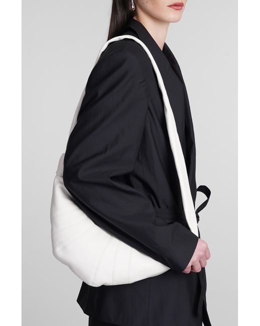 Lemaire Small Croissant Shoulder Bag In White Leather