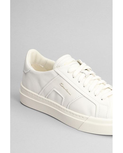 Sneakers DBS2 in Pelle Bianca di Santoni in White da Uomo