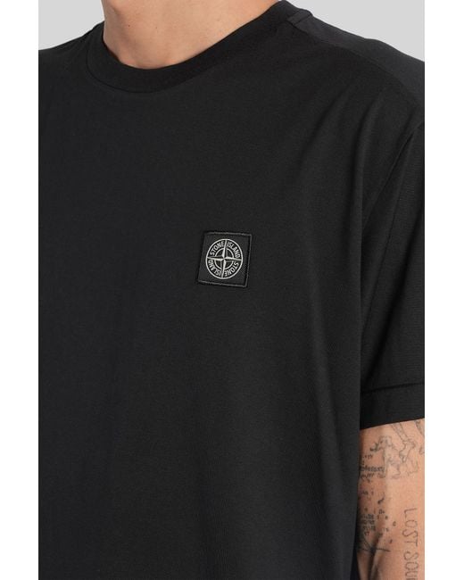 Stone Island Black Cotton T-Shirt for men
