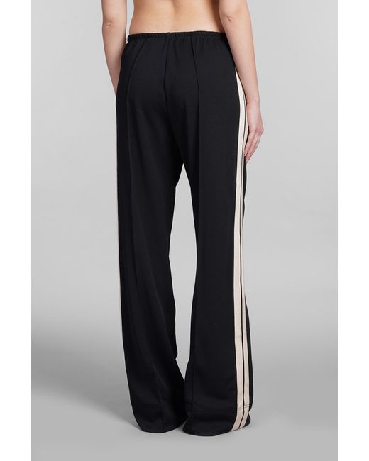 Palm Angels Blue Pants In Black Polyester
