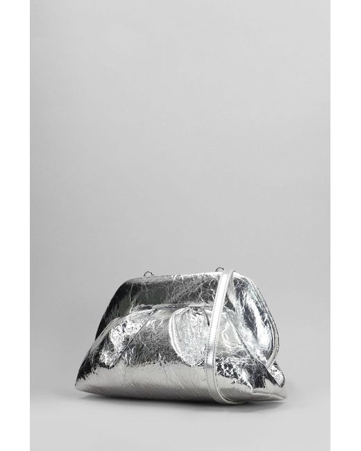 THEMOIRÈ Gray Tia Pineapple Fabric Clutch In Silver Faux Leather