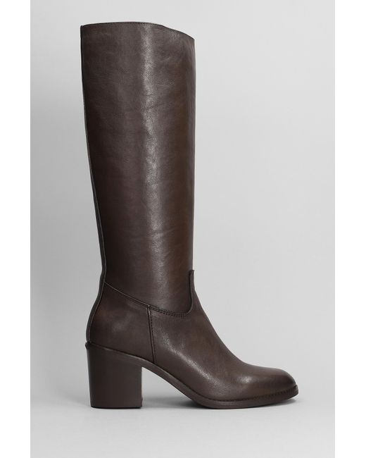 Julie Dee High Heels Boots In Dark Brown Leather