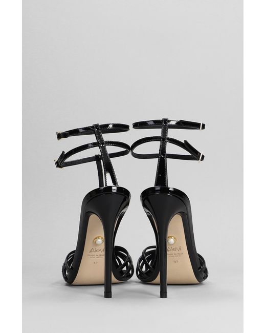 ALEVI Stella 110 Sandals In Black Patent Leather