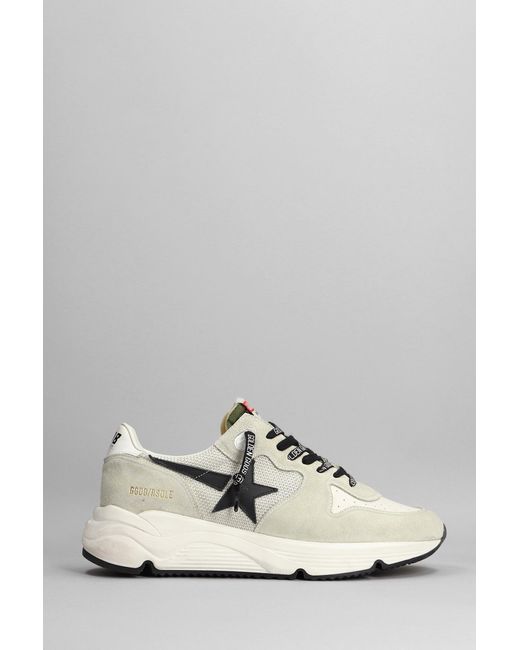 Golden Goose Running Sneakers In Grey Suede And Fabric in White for Men