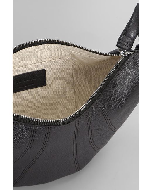 Borsa a spalla Small croissant in Pelle Marrone di Lemaire in Black