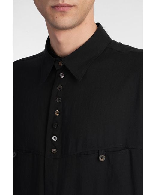 Camicia in Cellulosa Nera di Y's Yohji Yamamoto in Black da Uomo