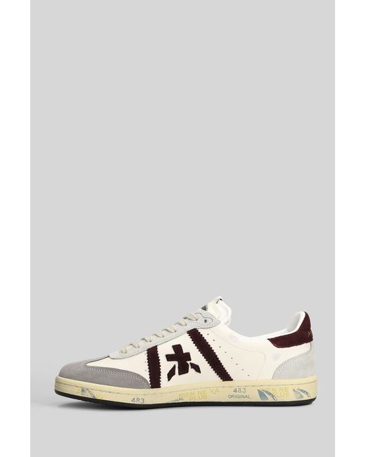 Premiata Black Bonnie Sneakers In White Suede And Leather for men