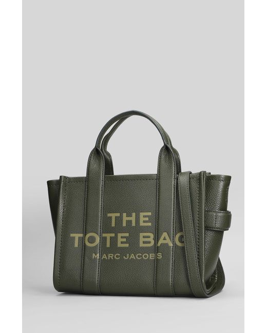 Marc Jacobs Gray The Small Tote Tote In Green Leather